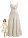 Beige 40er Kleid mit Polka-Dots und Schleife
