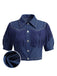 Marineblaue 60er Jeans-Jacke mit Fransen und Nieten