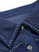 Marineblaue 60er Jeans-Jacke mit Fransen und Nieten