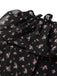 Schwarzes 50er schulterfreies Top mit Streublumen und Spitze
