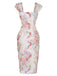 Mehrfarbiges 60er Netz-Kleid mit Blumen und Figurbetont