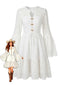 Weißes 70er Boho-Baumwollkleid mit Spitze und Glockenärmeln