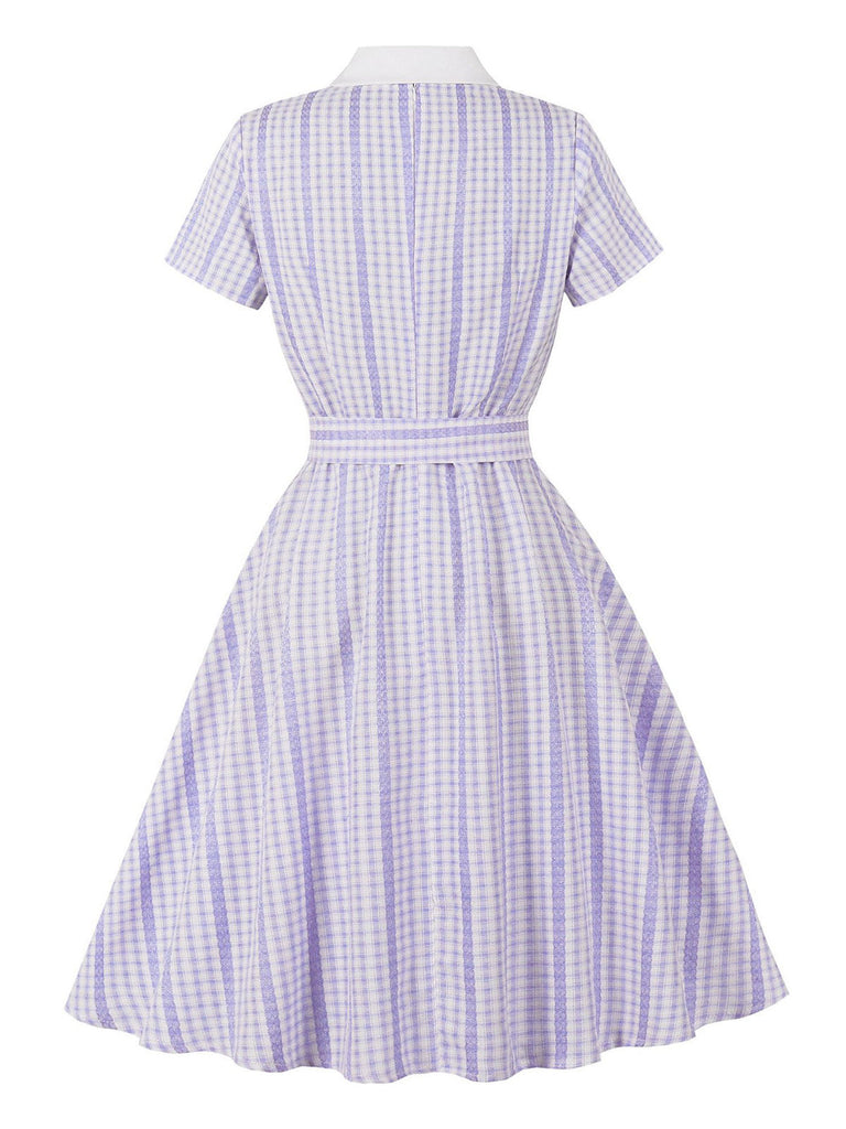 50er Swingkleid mit Streifen und Karo