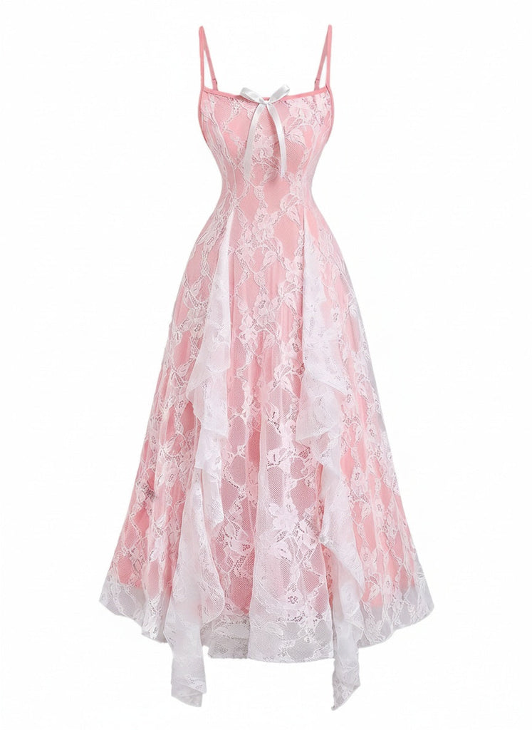 50er Kleid mit Spaghettiträger und Blumen