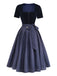 Blaues 50er Kleid mit Eckiger Ausschnitt und Polka-Dots