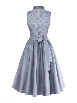 Graues 50er Kleid mit Print und Geometrisch