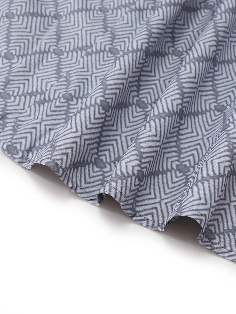 Graues 50er Kleid mit Print und Geometrisch