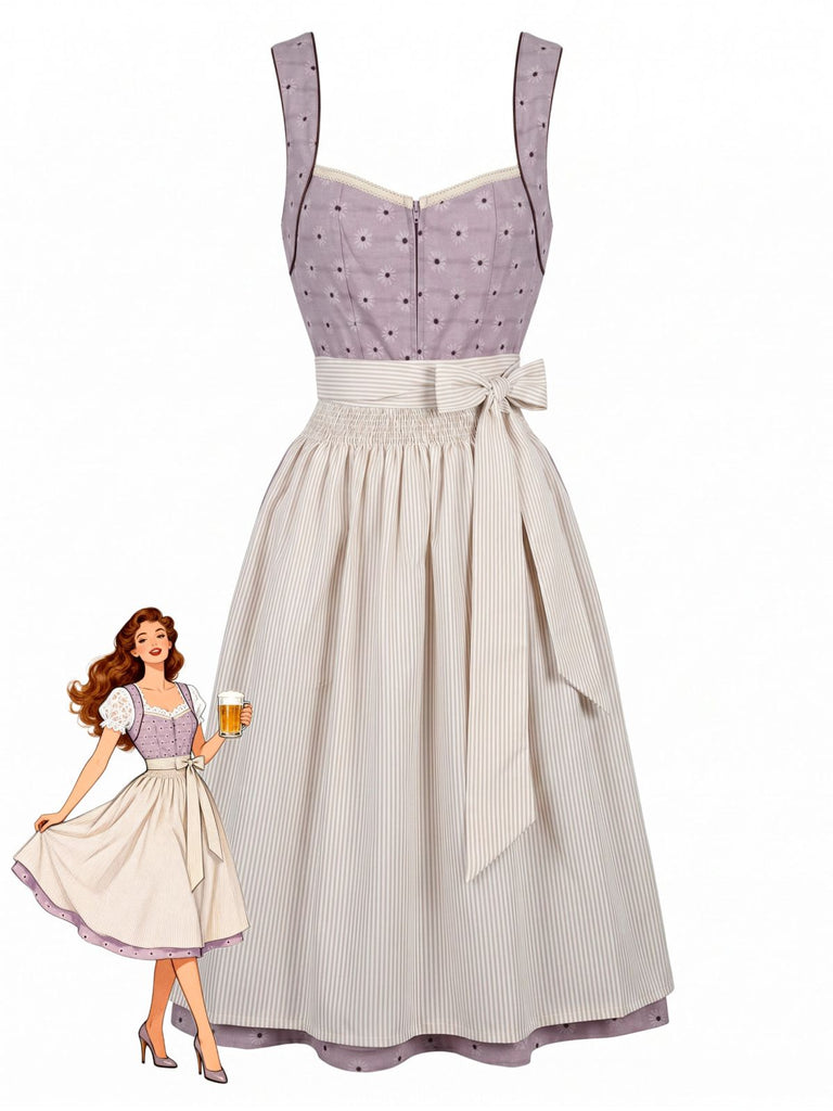 Rosa 50er Kleid mit Herzausschnitt und Gänseblümchen