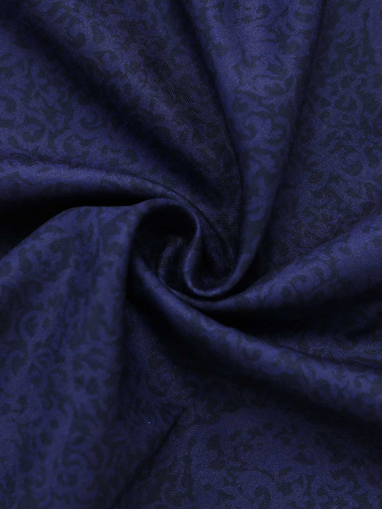 Dunkelblaues 50er Jacquard-Kleid mit Samt und Spitze