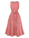 Rotes 50er Ärmelloses Swingkleid mit Gingham