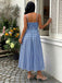Blaues 40er Kleid mit Gingham und Spaghettiträgern