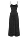 Schwarzer 50er Jumpsuit mit Spitzen-Taille und Cut-out