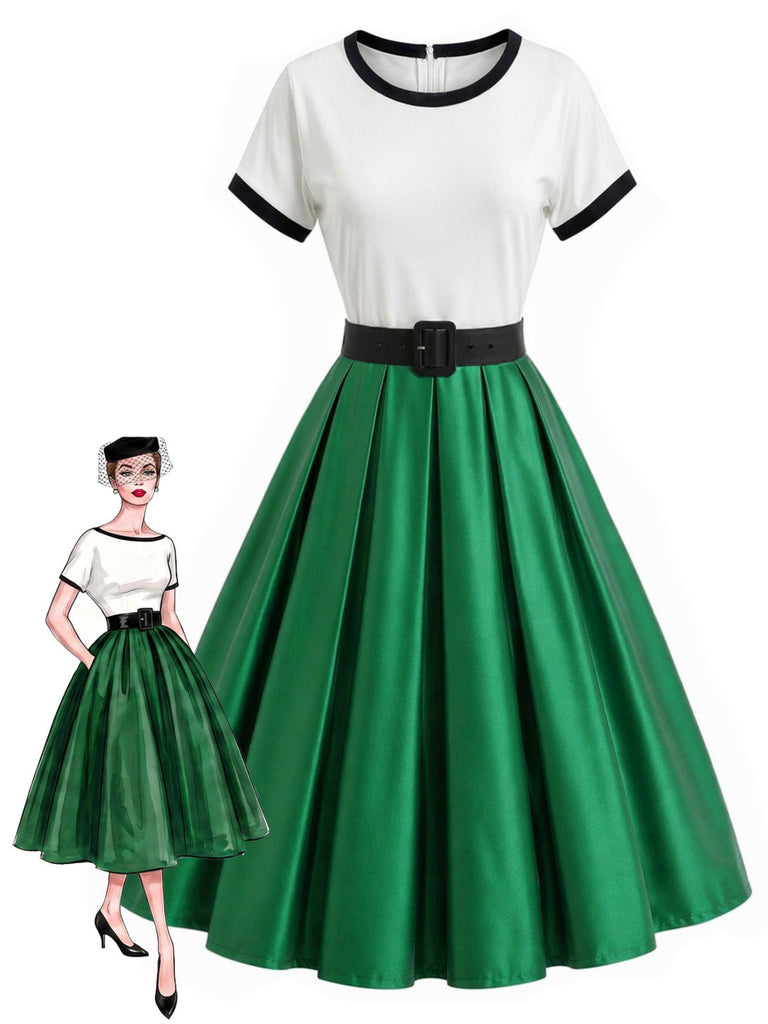[Vorverkauf] 50er Rockabilly-Kleid aus Satin mit Plissee-Detail