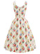 Cremefarbenes 40er 2PCS Kleid mit Blumen