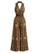 Brauner 70er Boho Jumpsuit mit Blumen