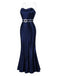 Blaues 30er Slipkleid mit maritimem Besatz
