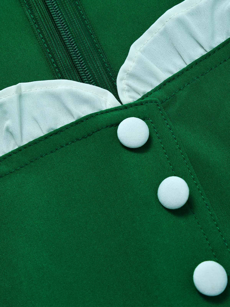 Grün-Blaues 50er Dirndl Set mit Puffärmeln