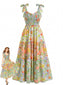 30er Maxikleid mit Blumen und Bindeträgern