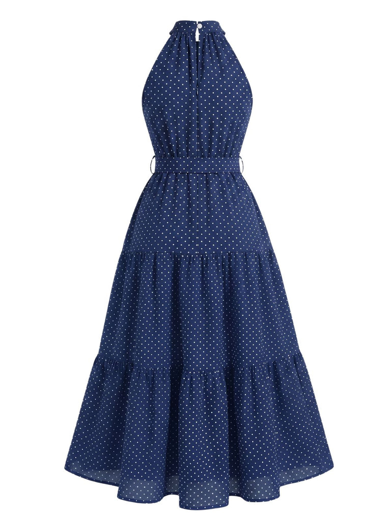 30er Swing-Midikleid mit Polka-Dots und Neckholder