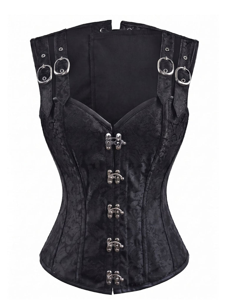 Schwarzes 70er Ärmelloses Jacquard-Top mit Bindung