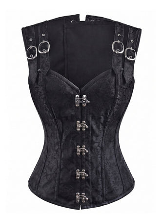 Schwarzes 70er Ärmelloses Jacquard-Top mit Bindung