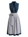 Blaues 50er 3PCS Kleid mit Schürze und Spitzentop