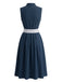 Blaues 50er 3PCS Kleid mit Schürze und Spitzentop