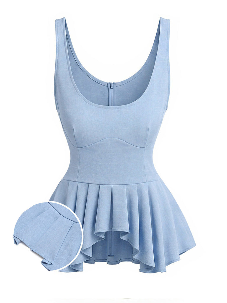 Hellblaues 70er Tanktop mit Trägern