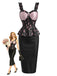 Schwarzes & Rosa 60er Reizwäsche mit Blumen und Peplum