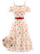 Creme-Rotes 60er Teekleid mit Polka-Dots