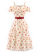 Creme-Rotes 60er Teekleid mit Polka-Dots