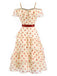 Creme-Rotes 60er Teekleid mit Polka-Dots