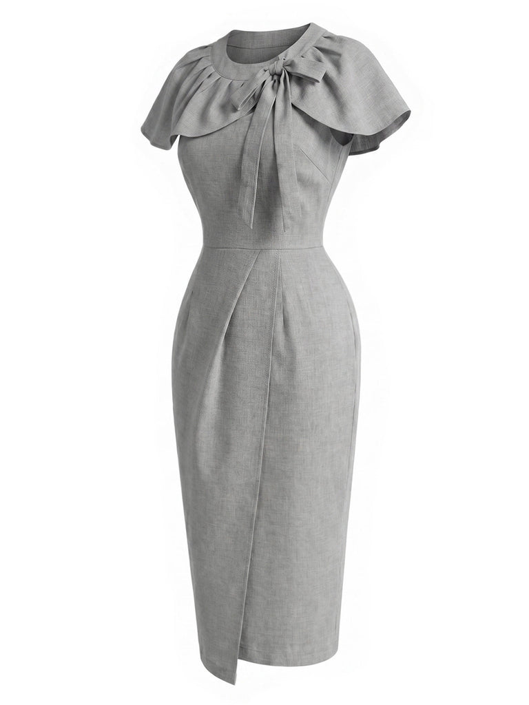 60er Set mit Bleistiftkleid und Schleifen-Cape