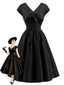 [Vorverkauf] Schwarzes 50er ärmelloses Swingkleid mit V-Ausschnitt