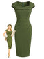 [Vorverkauf] Grünes 60er Kleid mit Herzausschnitt und Knopf