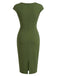 Grünes 60er Kleid mit Herzausschnitt und Knopf