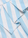 Blaues 50er Kleid mit Schalkragen und Streifen