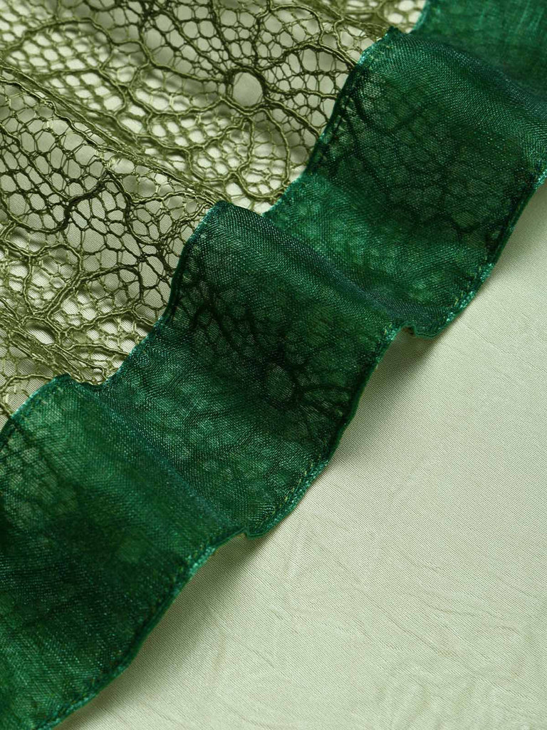 Grünes & Graues 40er Kleid mit Blumen und Patchwork