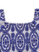 Blauer 50er Bohemian Jumpsuit mit Puffärmel und Rundhalsausschnitt