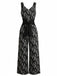 60er Jumpsuit mit Polka-Dots und V-Ausschnitt