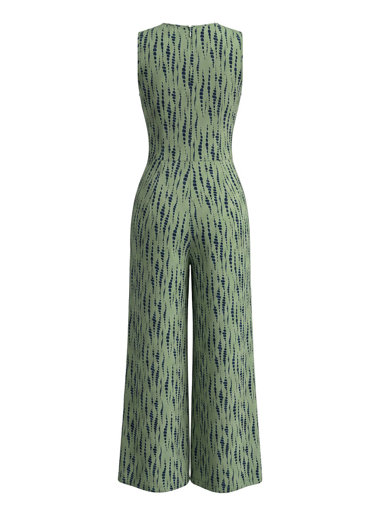60er Jumpsuit mit Polka-Dots und V-Ausschnitt