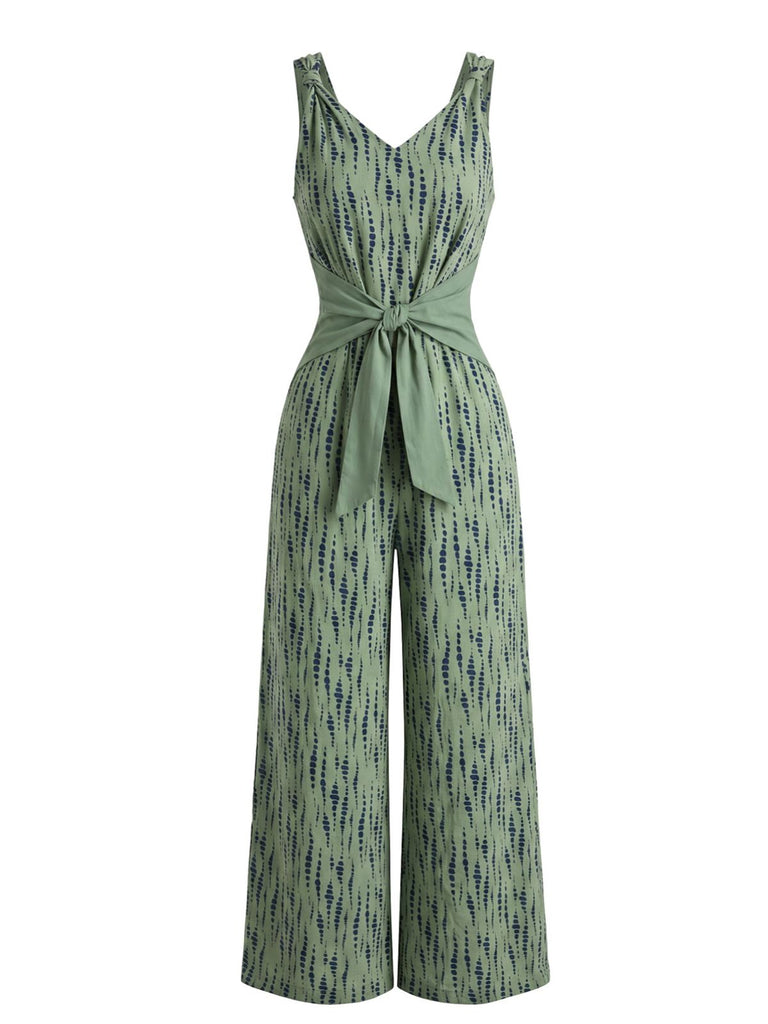 60er Jumpsuit mit Polka-Dots und V-Ausschnitt