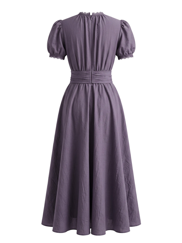 20er Maxikleid mit Puffärmel und Spitze