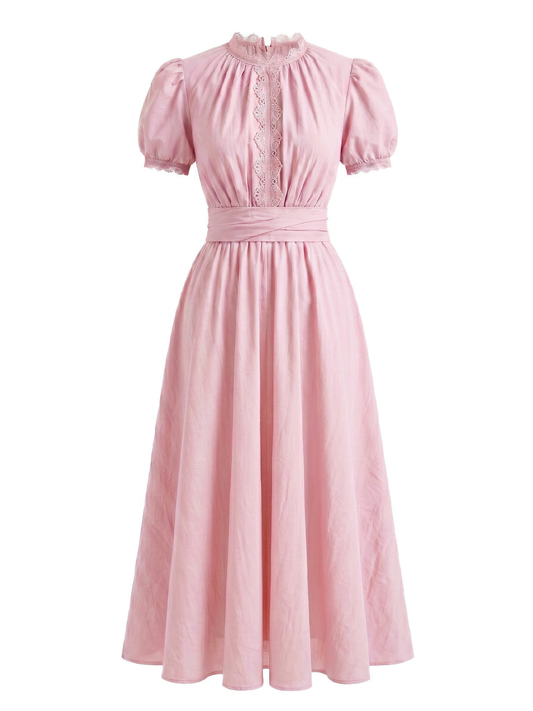 20er Maxikleid mit Puffärmel und Spitze