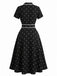 40er Kleid mit Polka-Dots und Eingekerbt