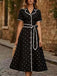 40er Kleid mit Polka-Dots und Eingekerbt