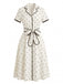 40er Kleid mit Polka-Dots und Eingekerbt
