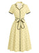 40er Kleid mit Polka-Dots und Eingekerbt