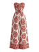 Roter 70er Trägerloser Jumpsuit mit Blumen-Print und Breit