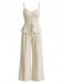 Beiges 50er 2PCS Top & Palazzo-Hose aus Baumwolle